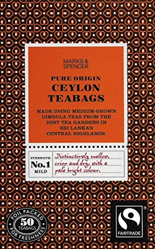 Marks and Spencer British Tea, Pure Origin Ceylon, 50 Count Teabags (1 Pack) - Model Id Mspa3382a - USA Stock