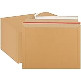 FVIEXE 50 Pack 12.5 x 9.5 Inch Self Seal Cardboard Mailing Envelopes, 450 GSM Stay Flat Mailers for CD, Photos, Document, Pictures, Papers, Files, Brown