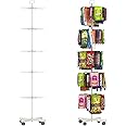 YEOOE Retail Display Racks 5 Tier Spinning Display Stand, Movable Shop Spinner Rack with Hooks, Retail Display Stand for Jewelry Keyring Hats Socks Toys (White)