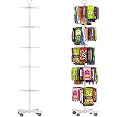 YEOOE Retail Display Racks 5 Tier Spinning Display Stand, Movable Shop Spinner Rack with Hooks, Retail Display Stand for Jewelry Keyring Hats Socks Toys (White)