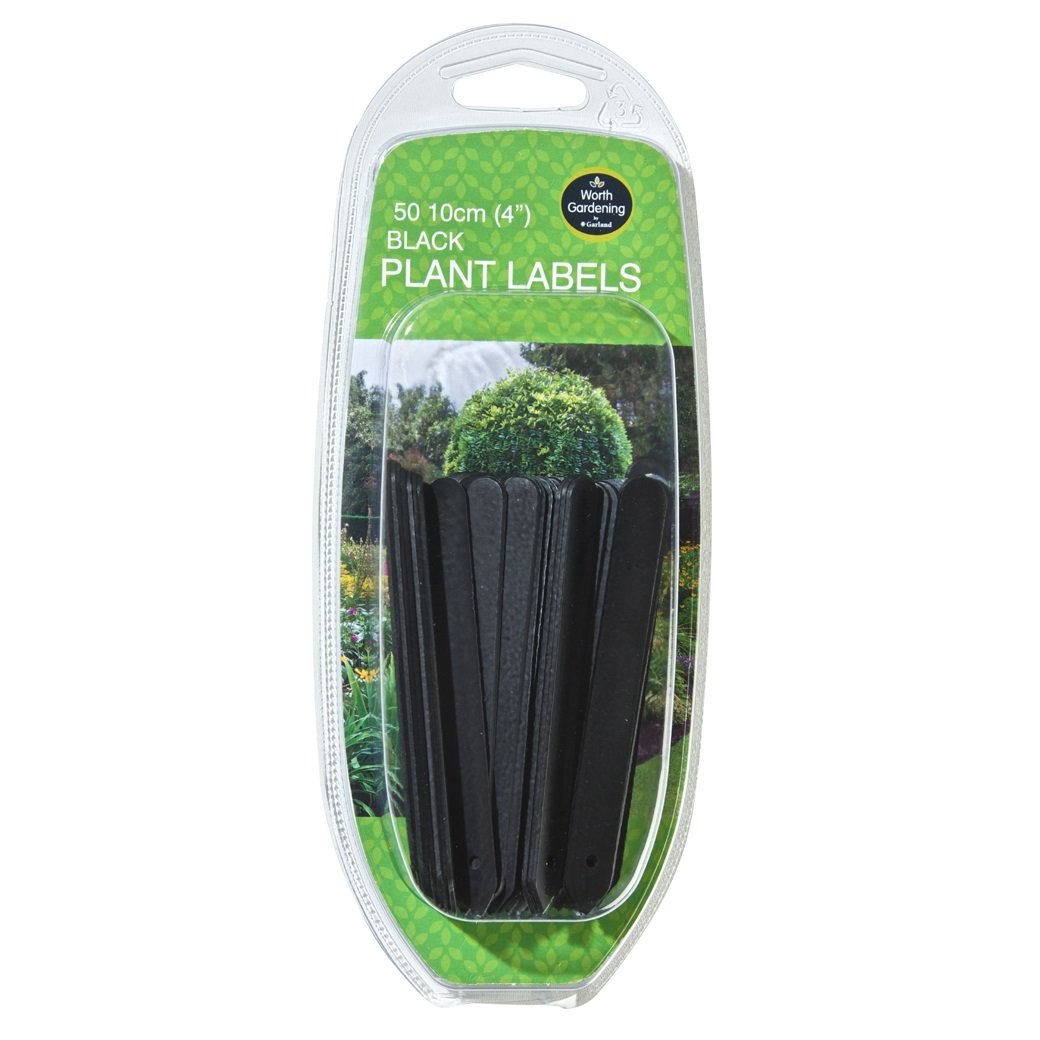 W0875 Garland 10cm (4") Plant Labels (50) (Black)