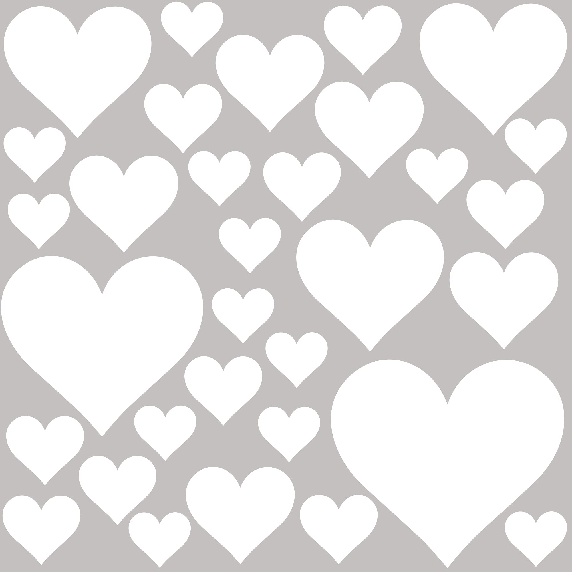 PREMYO Set of 32 Heart Wall Stickers Kids - Nursery Decor Easy to Apply - Decals for Bedrooms for Girls Boys White