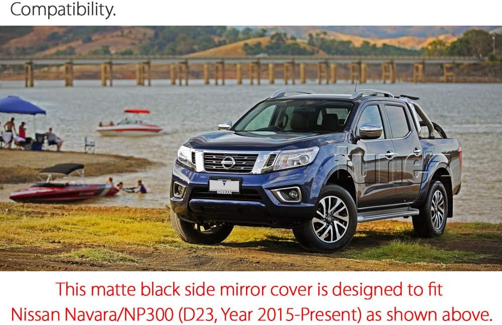 TUNEZ® Side Mirror Cover Compatible With Navara NP300 D23 STX ST ST-X SL Visia Acenta Acenta+ N-Connecta Tekna Year 2015 2016 2017 2018 2019 2020 Rear View Guard Protector Turn Signal Indicator - Image 5