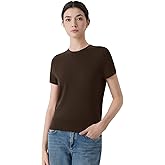 SUUKSESS Women Silk Cashmere Blend Crew Neck Short Sleeve Sweaters Casual Blouse