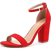 PARTY Women's Chunky Heels Open Toe Ankle Strap 3 inch Heeled Sandals