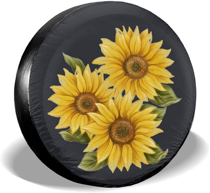 SISHANQE Sunflowers Spare Tire Covers Potable Dirt Protector Wheel Cover Weatherproof for Jeep