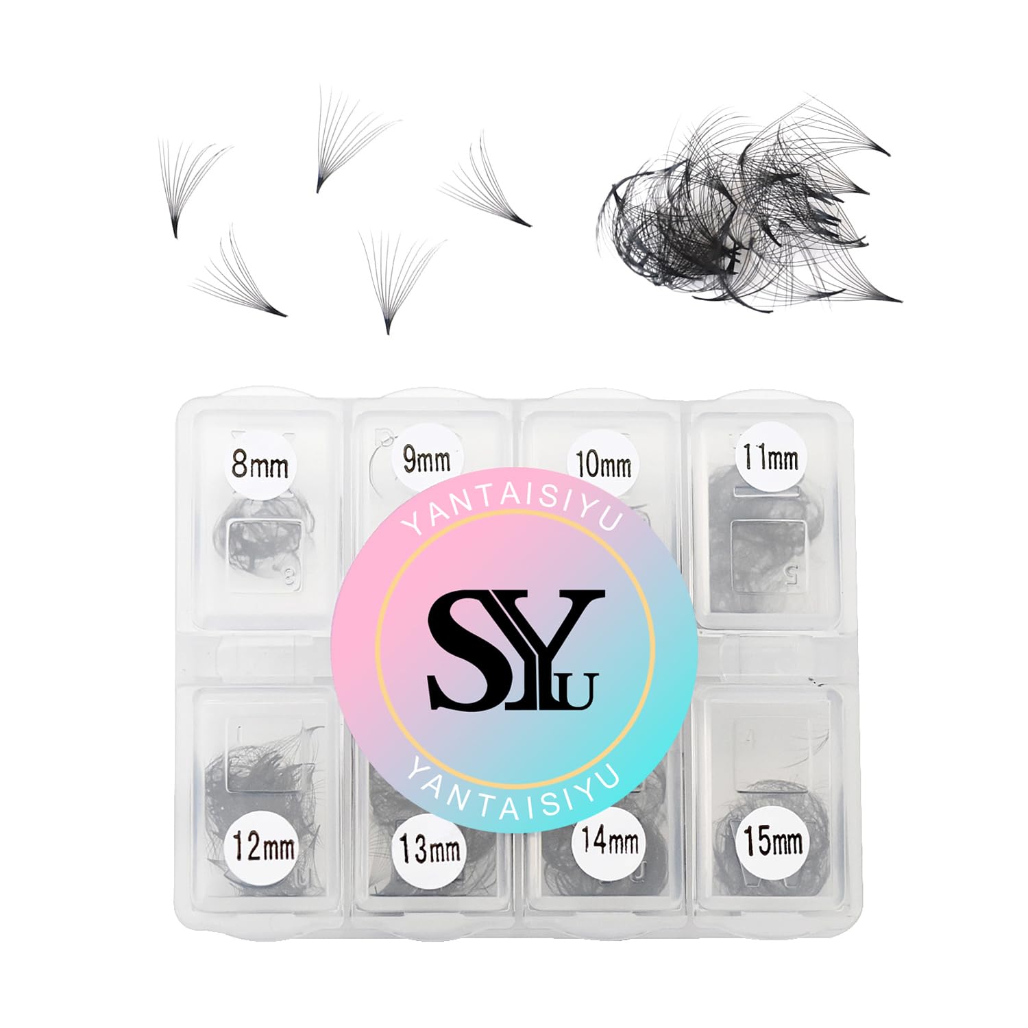 600 Fans 10D Premade Volume Eyelash Extensions 8-15mm Mixed Length Pre-made Fans Thin Volume Lash Extensions D Curl Handmade Loose Lashes (10D-0.07-D-8-15mm）