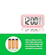 Yuanzeco 4.5 Inch Display Digital Alarm Clock Large Screen Pink Battery Powered view 6
