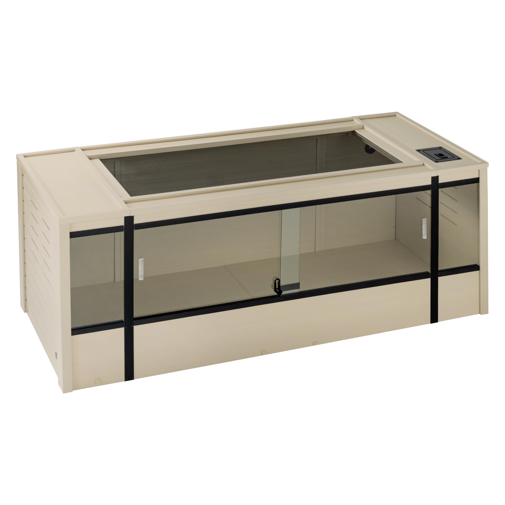 Photo 1 of New Age Pet ECOFLEX 60" Wide X-Large Reptile Habitat, Mojave Lounge for Snakes, Tortoises & Lizards in Maple, Black & Grey, Easy Assembly, Sliding Glass Doors & Mesh Top