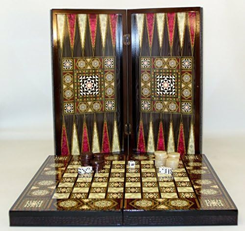 Backgammon and Checkers Set Combo 20 in Mother of Pearl Mosaic Decoupage with Checkers by World Wise Imports
