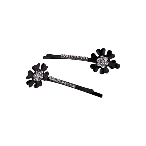 Sleek Black Hair Pins with Stone Work Jewellery for Women