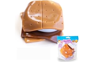 MushMeez Taba Squishy - S'More (Jumbo) Large, 3.5" Super Soft & Sticky Layered TABA Squishies - Squish, Squeeze, Great for Stress Relief - Sensory / Fidget Play Food Squishy Toys for Kids and Adults