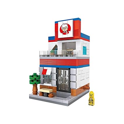 AHWZ Granule Building Blocks Mini Street View Blocks Childrens Educational Toys Assembled Micro Blocks Fried Chicken Shop,1605friedchickenshop