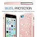 LeYi for iPhone 5C Case with Tempered Glass Screen Protector [2 Pack], Glitter Bling Cute Girls Women Dual Layer Heavy Duty Protective Phone Case for iPhone 5C Rose Gold