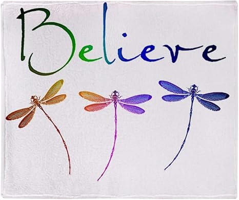 Amazon Com Cafepress Believe Dragonflies Throw Blanket Soft Fleece Throw Blanket 50 X60 Stadium Blanket Home Kitchen