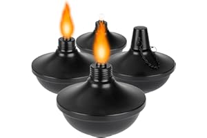 Lunluarai Outdoor Torch Canisters 22 oz, Metal Table Top Torch Canister, Citronella Torch Refill Canister with Wicks and Covers, Patio Metal Torch for Luau Party, DIY Garden Decor (4 Packs)