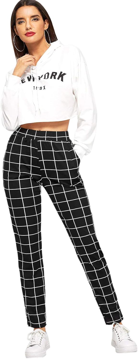 SweatyRocks Women's Casual High Waist Skinny Leggings Stretchy Work Pants at  Women’s Clothing store