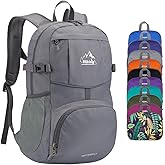 WATERFLY Hiking Packable Daypack Backpack: 25L Ultra Lightweight Day Pack for Woman Man - Small Compact Folding Back Pack for Outdoor Sport Cycling Camping Travel Trip - Gray