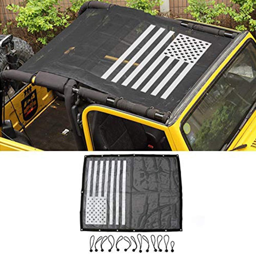 Sunshade Netting for Car Roof, Removable Net for Shaded Roof Anti UV Protection Net, Heat isolantion Net for Summer Fit for Jeep Wrangler TJ 1997-2006