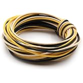 The Art Of Tone Gavitt Pushback Cloth Wire for Electric Guitar, 22awg Pre-tinned Stranded Copper Wire, 10 feet of Each Color, Black/White/Yellow