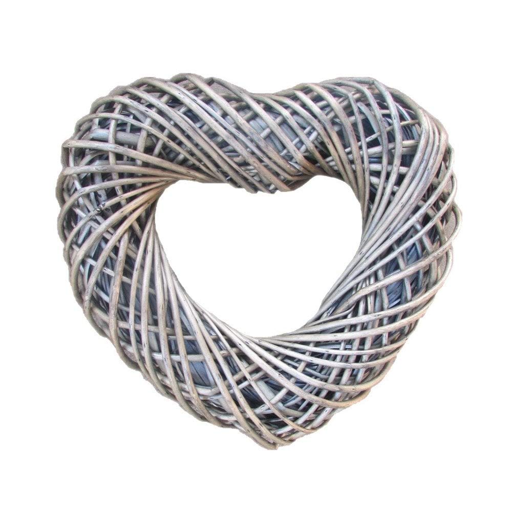 Medium Antique Wash Willow Heart Shaped Wreath 40cm Diameter