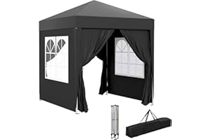Outsunny 6.6'x6.6' Pop Up Canopy Tent with Sidewalls, Instant Sun Shelter Camping Gazebo with Carry Bag, for Outdoor, Garden,