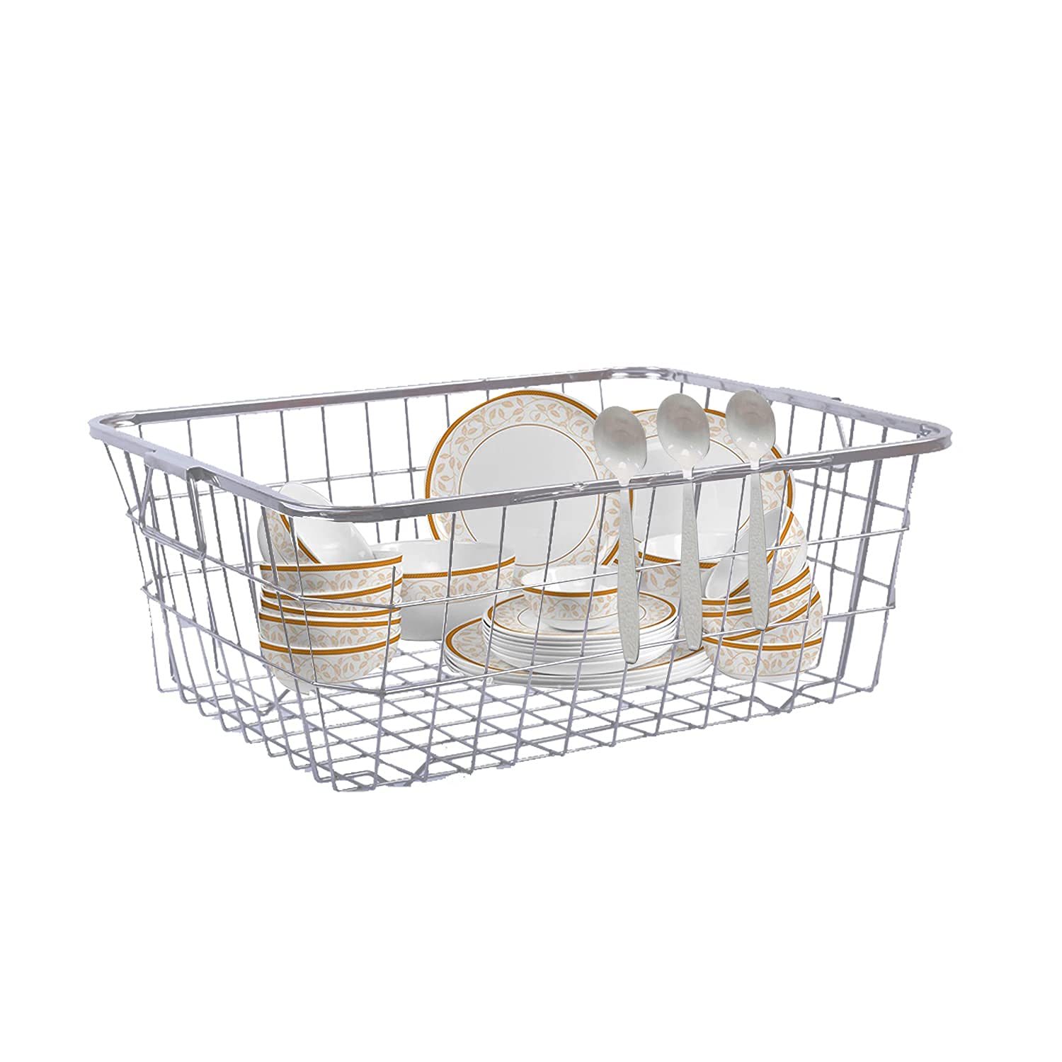 Floral® Stainless Steel Dish Drainer Utensils Basket Amazon.in Home