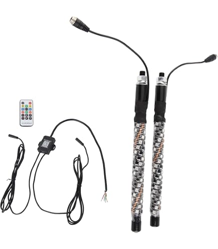 Fouets Lumineux LED 0,3M IP67 Étanche Avec Télécommande - 300 Motifs RGB, 366 Modes Pour Voiture, Fête, Plage
