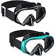 Aegend Swimming Goggles Scuba Snorkeling Mask for Adults, Tempered Glass with Panoramic View Anti-Leak and Anti-Fog Technology, Adjustable Soft Knitted Strap for Swimming Snorkeling Scuba Diving