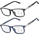 DEHOTRE Progressive Multifocus Reading Glasses Men Flexible TR90 Frame Readers Stainless Steel Arm Rubber Temple Spring Hinge