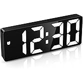 Digital Alarm Clock, LED Clock for Bedroom, Electronic Desktop Clock with Adjustable Brightness, Voice Control, DST, 12/24H D