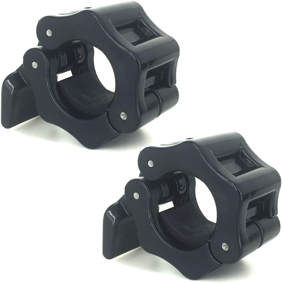 Tengreen 1 Inch Barbell/Dumbbell Collars Clamps Clips Quick Release Pair of Locking for 1-Inch Diameter Standard Size Bars (Black)
