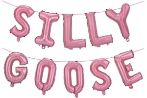 Silly Goose Balloon Banner, Silly Goose Balloon Garland with Ribbon Farm Animal Theme Birthday Party Decorations (Pink)
