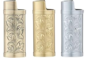 Ambrogio.L 3 Pieces Lighter Case Sleeve Holder Cover Fit for Mini BIC Lighter J5,Bronze + Silver + Golden