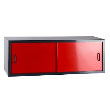 Metall Hangeschrank Fernando 2 Schiebeturen Rot Anthrazit