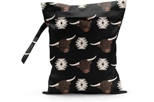 Pykfrhh Wet Bag, Waterproof Wet Dry Bag, Reusable Wet Bags for Travel, Beach, Pool, Swimsuits, Wet Clothes, Toiletries, Cloth Diapers, Western Gym Bag, Cow Stuff Western Country Stuff Cowgirl Gifts