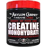 Insane Labz Creatine Monohydrate - Unflavored, Supports Increased Strength, Size and Power, 5g Per Serving, 60 Servings