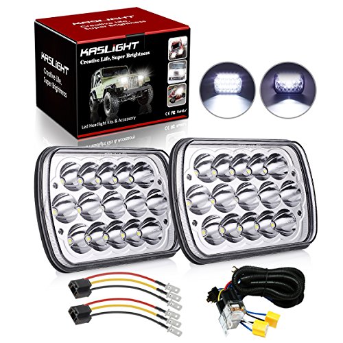 2Pcs 7x6 Led Headlights Lamp W/ H4 Headlight Relay Harness - Sealed Beam 6054 Led Headlight H6054 Led Headlights 5x7 Led Headlight 7x6 Headlights For Toyota 95-97 Tacoma 88-95 Pickup 84-91 4Runner