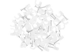 ELEOUTI 50pcs 5mm Steel Nail Cable Clips with Pe Plastic Wire Holders for Ethernet Cord Management