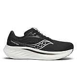 Saucony Women's Ride 18 Sneaker, Black/White, 8