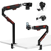 JINRAIKO Overhead Camera Mount with 360&deg; Adjustable Arm &amp; Phone Holder for TikTok Live Streaming Photography Studio Content Creation, Desk Mount for for DSLR Camera/Webcam/Microphone, Black