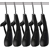 Plastic Extra Wide Suit Hangers, Pack of 15, Width: 17.7",Notched Shoulders & Metal Hooks, Black