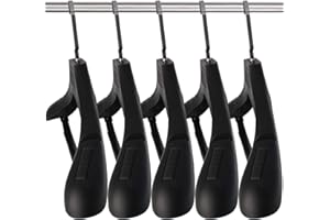 DEDU Plastic Extra Wide Suit Hangers, Pack of 15, Width: 17.7",Notched Shoulders & Metal Hooks, Black