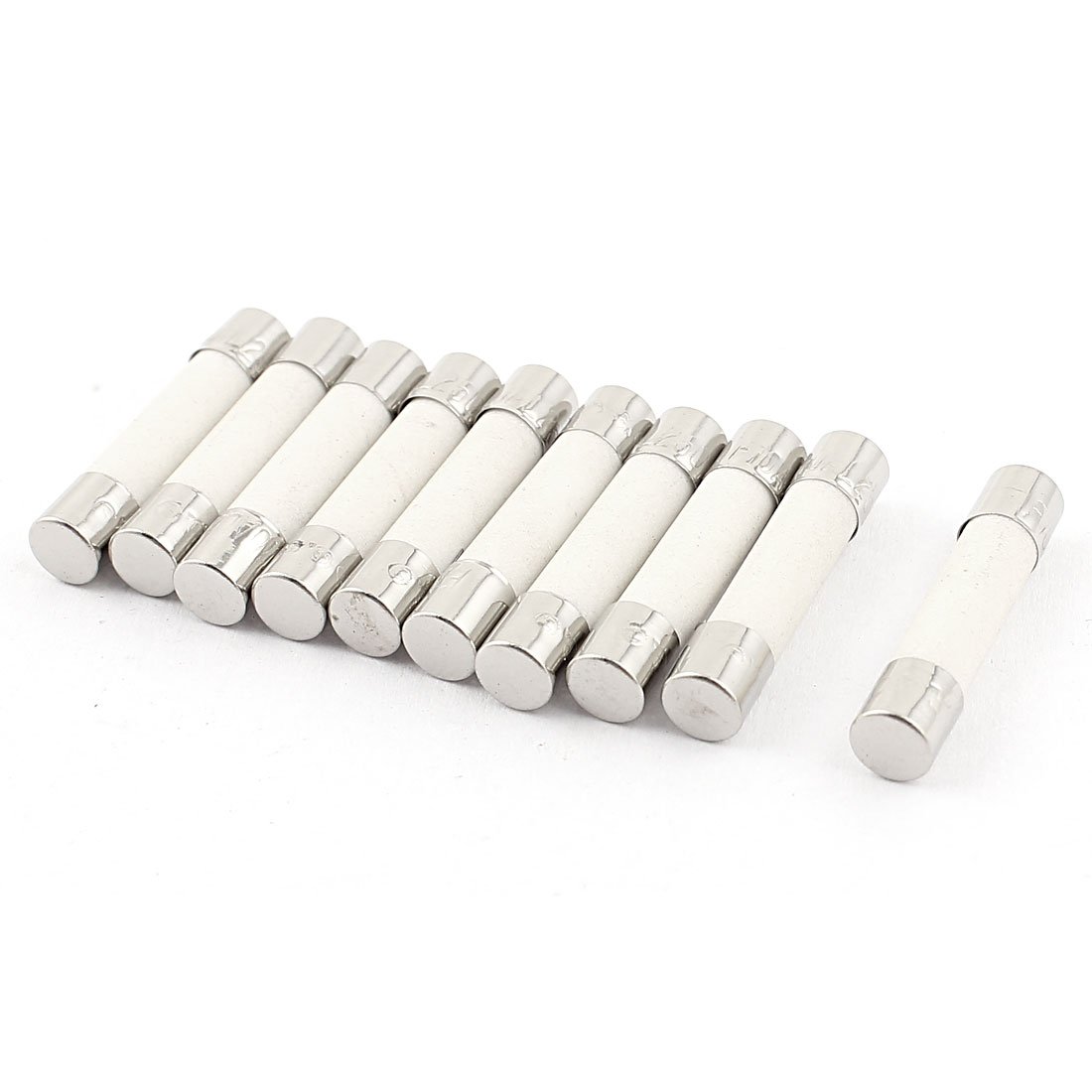 Sourcingmap Fusible Cylinder Cap Ceramic Tube Fuse Links 5 x 25mm 250V 10A 10 PCS