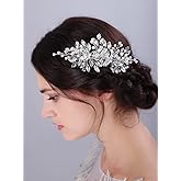 JWICOS Silver Bride Wedding Hair Comb Crystal Pearl Flower Bridal Headpiece Hair Accessories for Women and Girls