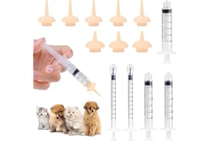 Vaokin 8PCS Silicone Feeding Nipples with Professional Reusable Kitten Feeding Syringes for Newborn Kittens, Puppies, Pets, Wildlife, Rabbits, Squirrel,Small Animals (3 Small+5 Medium+5 Syringes)