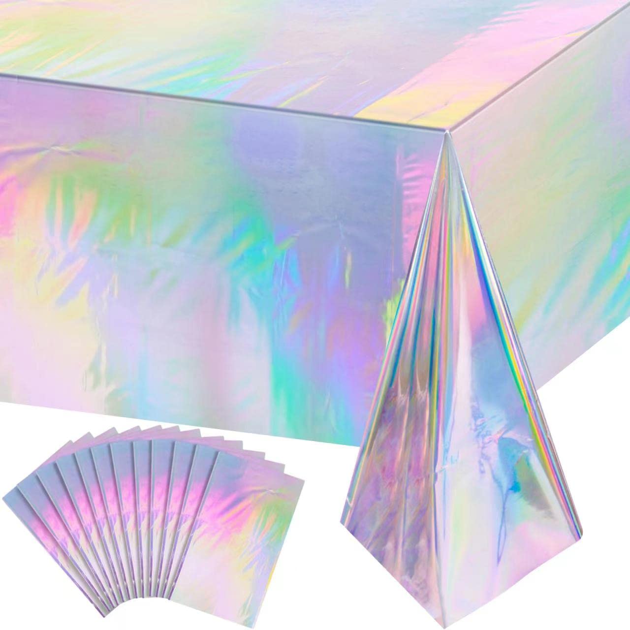 12 Pack Iridescence Plastic Tablecloths Shiny