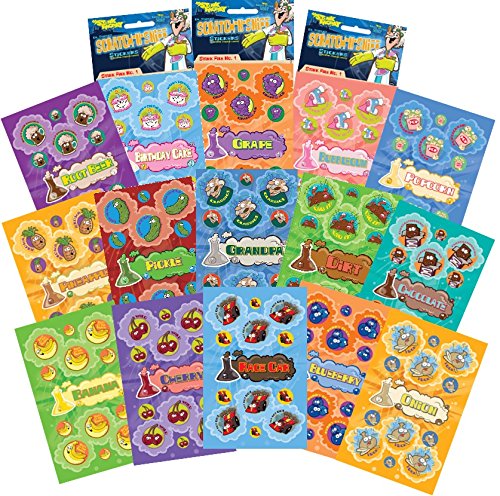 Dr. Stinky's Scratch N Sniff Stickers 15-Pack- Grape, Pickle, Banana