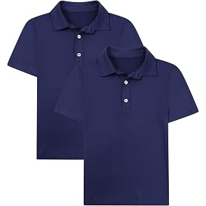 Cozople Boys Performance Polo Shirts School Uniform Short Sleeve, Pack of 2 | Moisture-Wicking Golf Shirt Dry Fit Athletic Co
