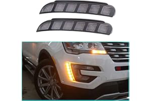 COBEAR Super Bright LED Daytime Running Light Dual Color DRL for Explorer 2016-2019 Replacement Front Bumper Fog Lamp Assembly Model B 1 Pair(Front L/R)